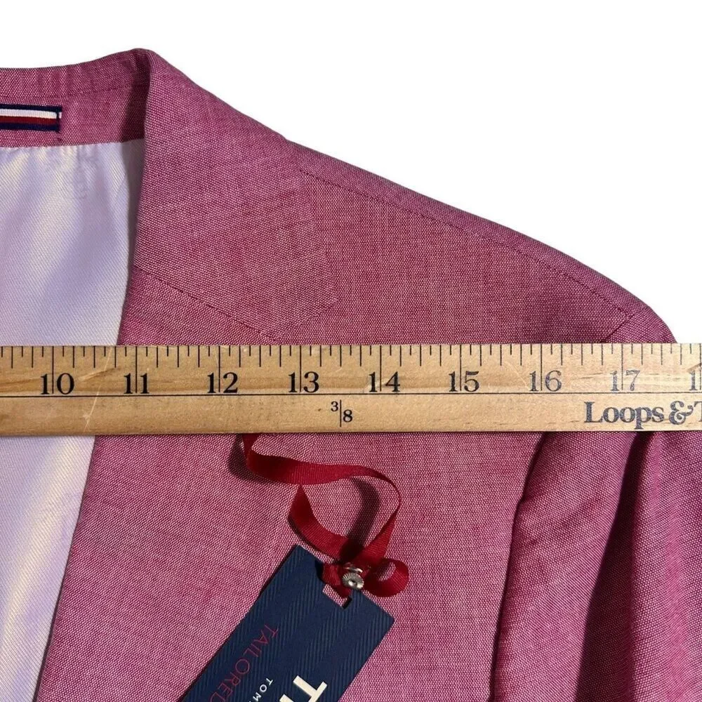 TOMMY HILFIGER Mens Blazer 40R Sport Coat 2 Button Suit Jacket Pink Cotton